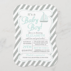 It's a Baby Boy Sailboat Nautical Baby Shower Invitation