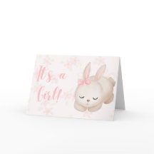 It's a Baby Girl Bunny Congratulations Card