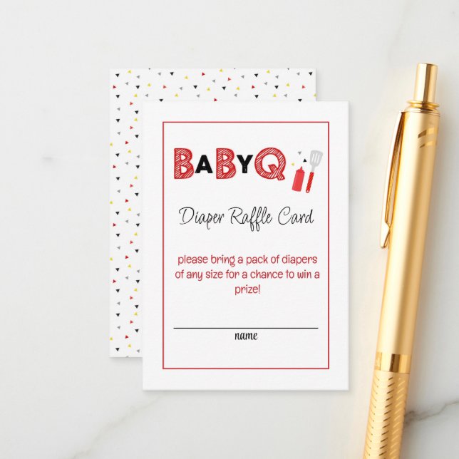 It's a Baby Q Diaper Raffle Card (Front/Back In Situ)
