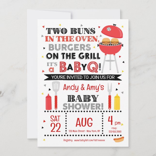 It's a Baby Q for Twins Invitation (Front)