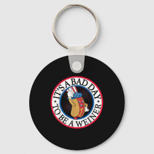 Its A Bad Day To Be A Weiner Funny Red White And B Key Ring