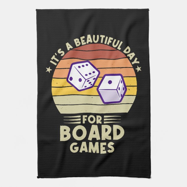 It's A Beautiful Day For Board Games funny gamer Tea Towel (Vertical)