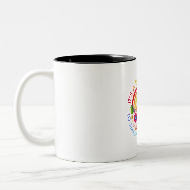 Its A Beautiful Day To Smash The Patriarchy Femini Two-Tone Coffee Mug (Left)