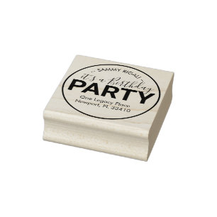 It's a Birthday Party Return Address Rubber Stamp