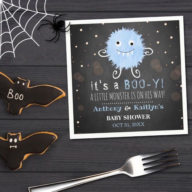 It's A Boo-y! Little Monster Halloween Baby Shower Napkin (Creator Uploaded)