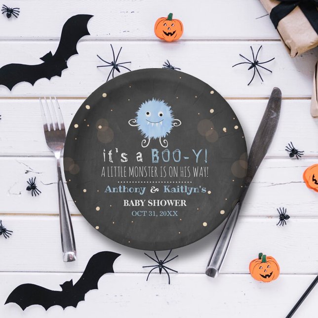 It's A Boo-y! Little Monster Halloween Baby Shower Paper Plate (Creator Uploaded)