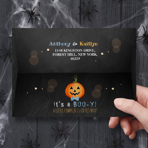 It's A Boo-y! Little Pumpkin Halloween Baby Shower Envelope