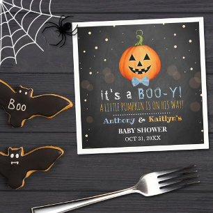 It's A Boo-y! Little Pumpkin Halloween Baby Shower Napkin