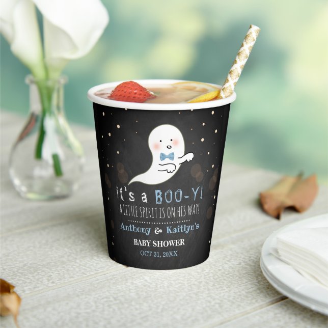 It's A Boo-y! Little Spirit Halloween Baby Shower Paper Cups (Insitu)
