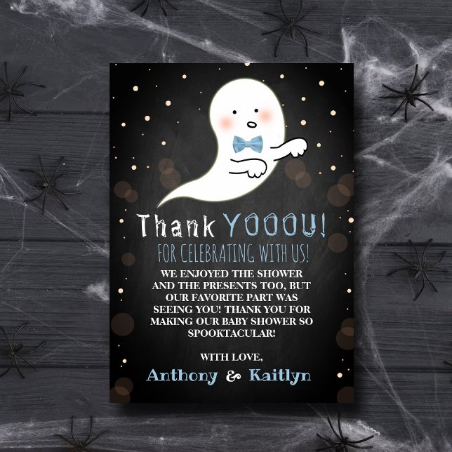 It's A Boo-y! Little Spirit Halloween Baby Shower Thank You Card (Creator Uploaded)