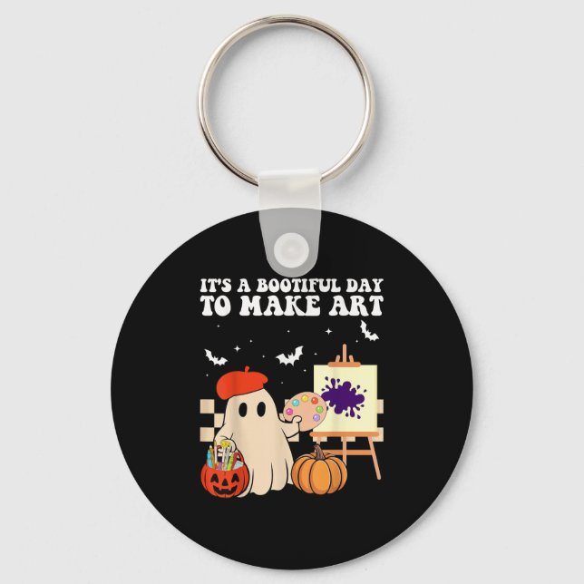 It's A Bootiful Day To Make Art Groovy Art Teacher Key Ring (Front)
