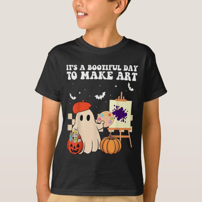 It's A Bootiful Day To Make Art Groovy Art Teacher T-Shirt (Front)