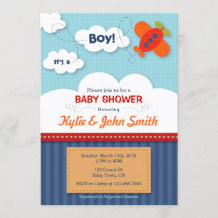 It's a Boy Aeroplane Baby Shower Invitation