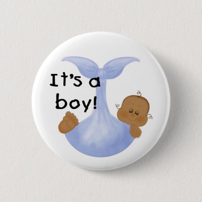 It's a Boy African American 6 Cm Round Badge (Front)