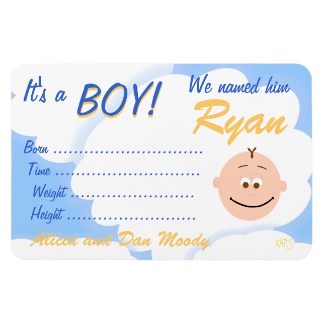 It's a Boy Announcement Customised Magnet (Horizontal)