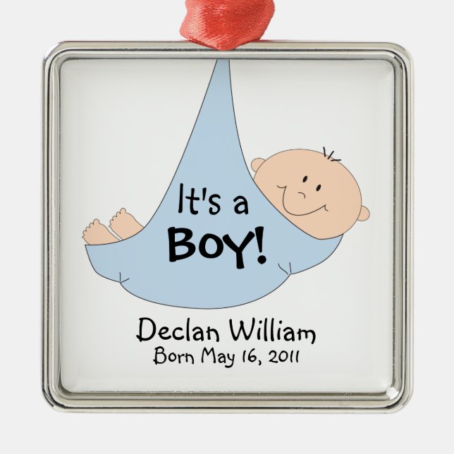 It's a Boy! Announcement Metal Tree Decoration (Front)