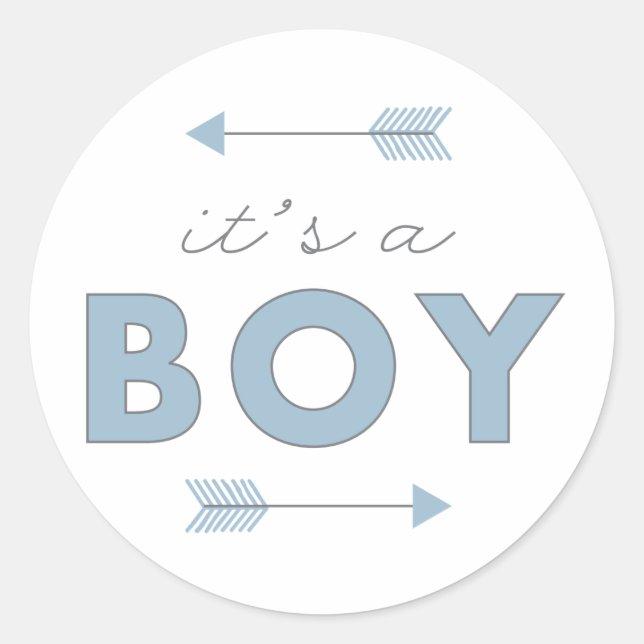 It's a Boy Arrow Baby Shower Birth Announcement Classic Round Sticker (Front)