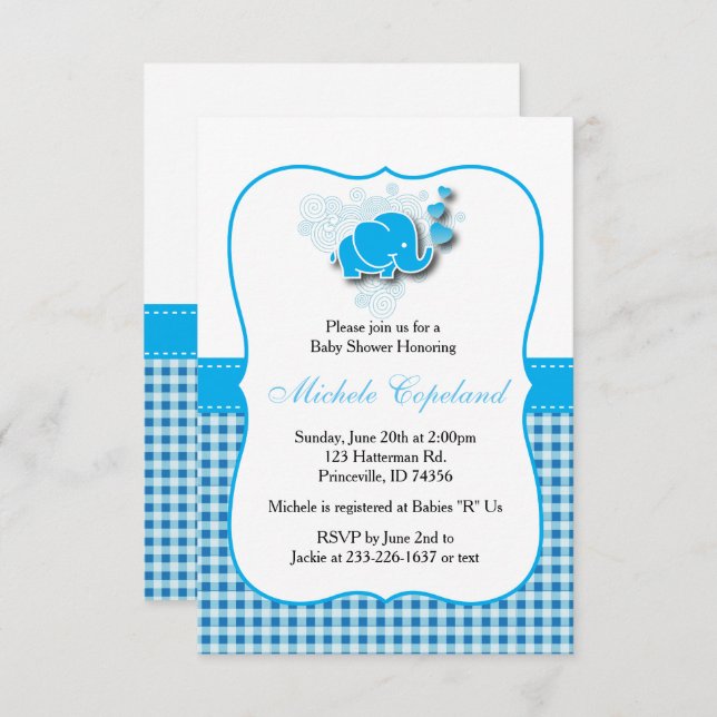 It's A Boy | Baby Elephant Invitation (Front/Back)