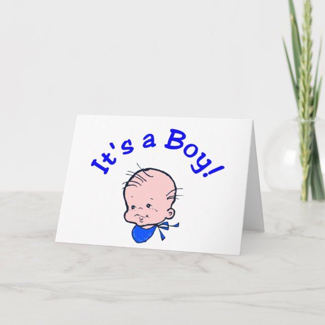 It's A Boy (Baby Face) Announcement (Front)