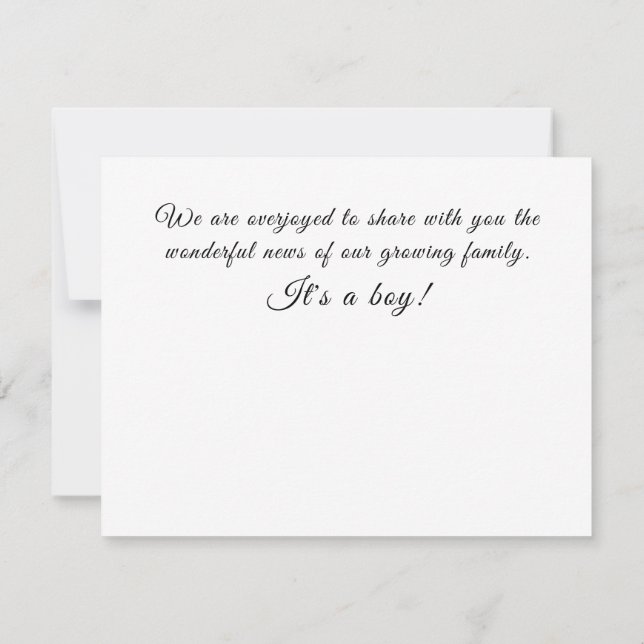 It's A Boy Baby Pregnancy Gender Reveal Joyous Announcement (Back)