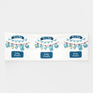 It's A Boy Baby Shower 4x12 Vinyl Banner