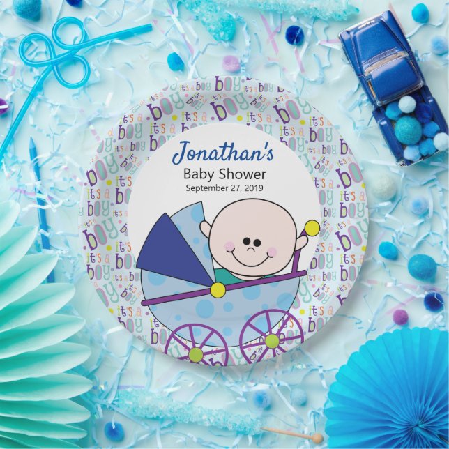 It's a Boy Baby Shower 9 Inch Plate (Party)