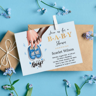 It's a Boy Baby Shower Blue Boy Shoes Invitation Postcard