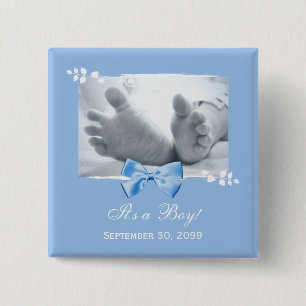 Its a Boy Baby Shower Elegant Birth Announcement 15 Cm Square Badge
