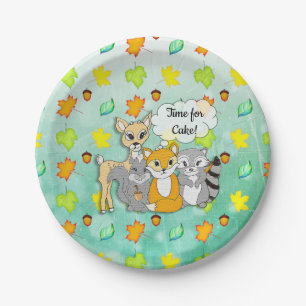 It's a Boy! Baby Shower Forest Animals (textured) Paper Plate