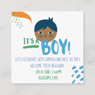 Its a boy baby shower gender reveal enclosure card