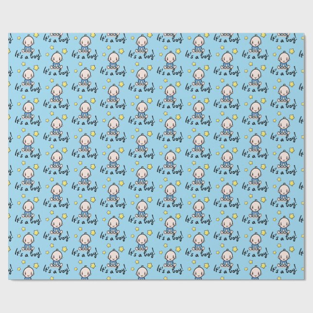 It's A Boy, Baby Shower Gift Wrap, Wrapping Paper (Flat)