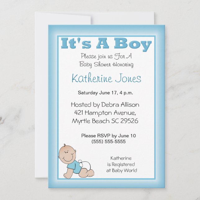 It's a Boy  Baby Shower Invitation (Front)