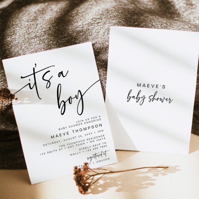 It's a Boy Baby Shower Invitation Modern Minimal (Creator Uploaded)