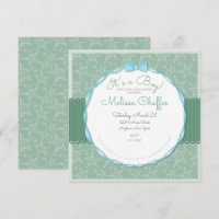 Its a Boy Baby Shower Invitation- Seafoam Green