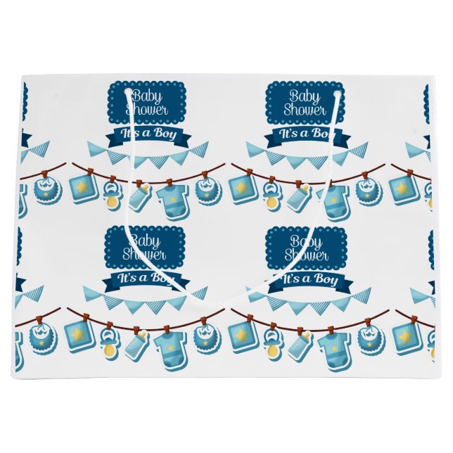 It's A Boy Baby Shower Large Gift Bag (Front)