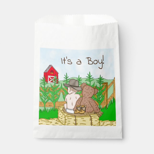 It's a Boy | Baby Shower | Lil Cowboy Teddy Bear   Favour Bags (Front)