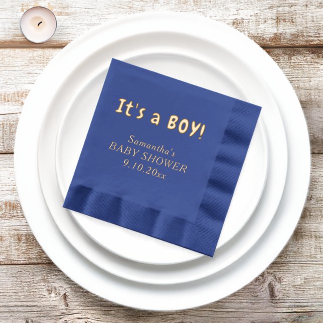 It's a Boy Baby Shower Name Foil Napkins (Inisitu)