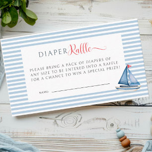 Its a Boy Baby Shower Nautical Diaper Raffle  Enclosure Card