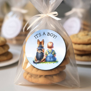 It's a Boy   Baby Shower or Birthday Announcement Classic Round Sticker