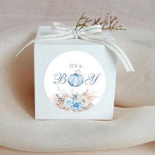It's a Boy Baby Shower Pumpkin Classic Round Sticker