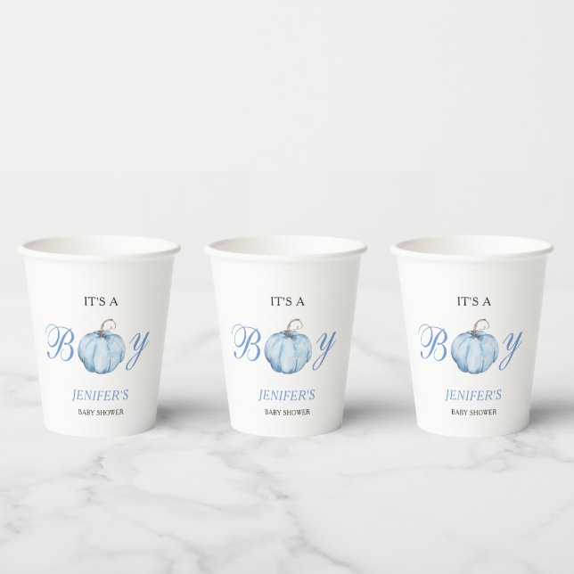 It's a Boy Baby Shower Pumpkin Paper Cups (Multi)