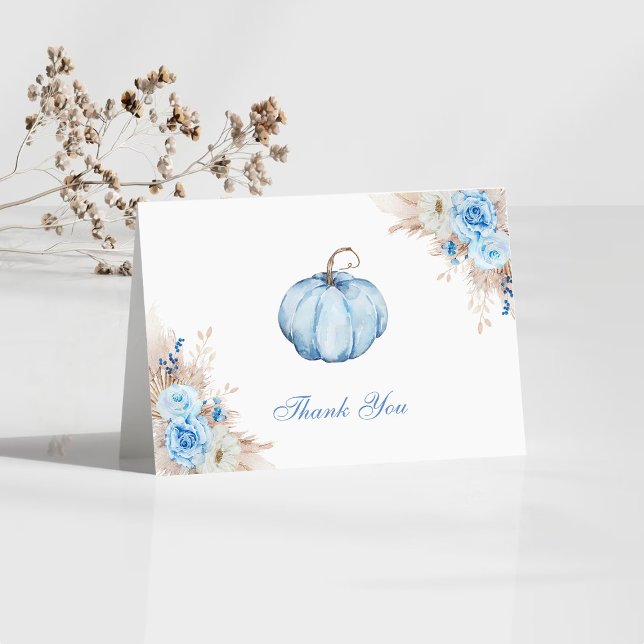 It's a Boy Baby Shower Pumpkin Thank You Card (Creator Uploaded)