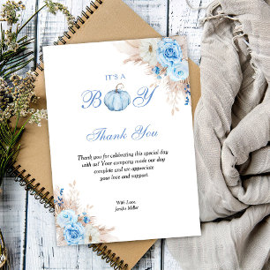 It's a Boy Baby Shower Pumpkin Thank You Card