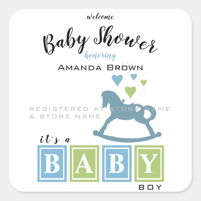 It's a Boy Baby Shower Square Sticker (Front)