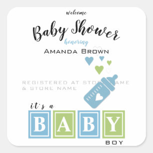 It's a Boy Baby Shower Square Sticker