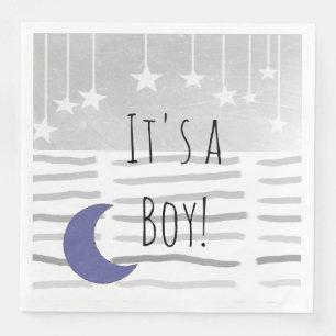 It's a Boy! Baby Shower Star and Moon Themed Napkin