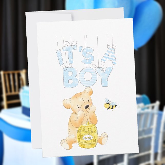 It's A Boy Baby Shower Teddy Bear Honey Bee Invite (Creator Uploaded)