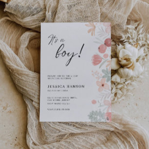 It's A Boy Baby Shower Wildflowers Invitation 