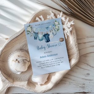 It's a Boy Baby Shower  with Blue Laundry Theme Invitation