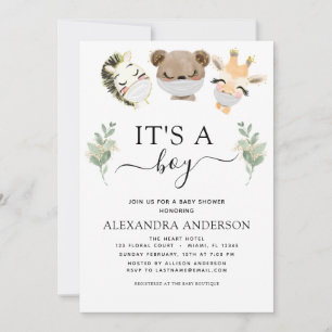 It's a Boy Baby Shower Woodland Eucalyptus Invitation